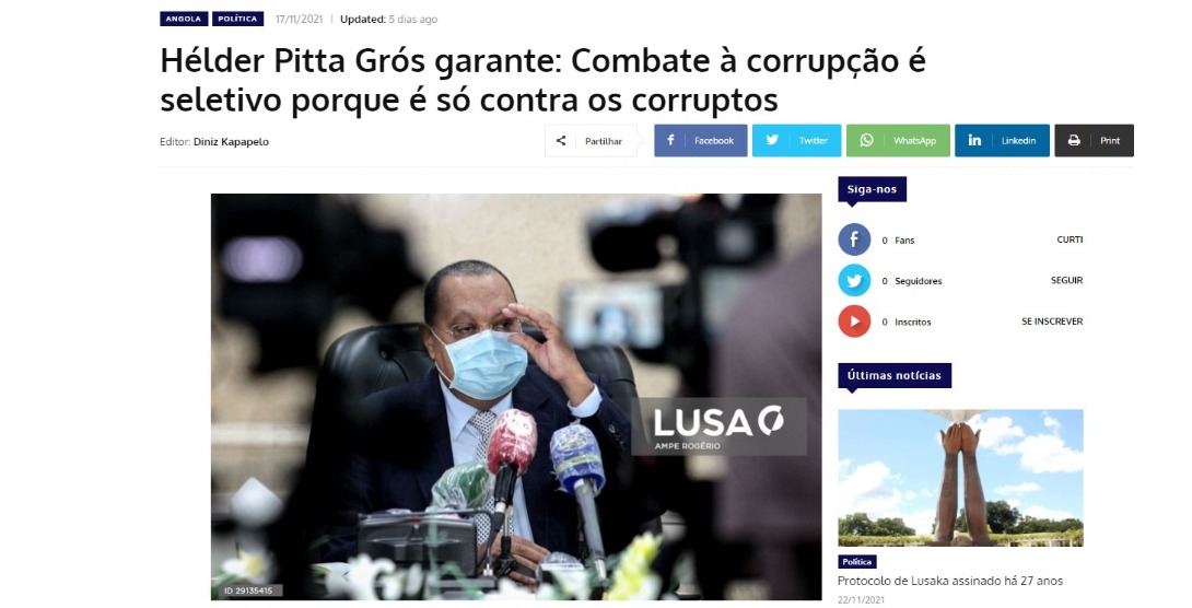 Angola 24 Horas/ Combate à corrupção é seletivo porque é só contra os corruptos